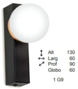 Arandela Point Slim 09X06X13Cm Globo Ø06Cm 1Xg9 - Old Artisan Ar-5563 (GRAFITE, FOSCO (Branco))
