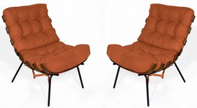 Kit 2 Poltrona Decorativa Costela Suede Telha