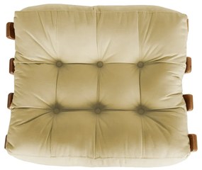 Puff Decorativo Sala de Estar Costela Rib Suede Nude