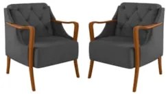 Kit 2 Poltronas Decorativas para Sala de Estar Capitonê Lapa Z32 Linho