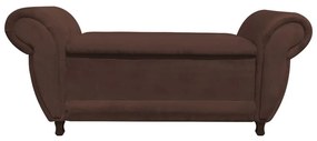 Recamier com Baú Itália Namoradeira Calçadeira Suede Marrom - D'Rossi