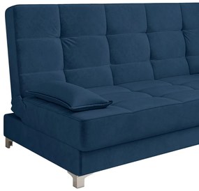 Sofá Cama Equador 193 cm Encosto Reclinável Veludo Azul Marinho Pés Plástico Cromado - D'Rossi