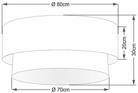 Plafon Duplo Cilíndrico Vivare Md-3065 Cúpula em Tecido 80x70cm - Bivolt