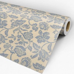 Adesivo floral linho bege e azul