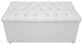 Recamier Baú Estofada Mel 90 cm Solteiro Com Capitonê  Suede Branco - ADJ Decor