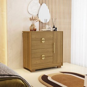 Cômoda Sapateira Vollard 4 Gavetas 1 Porta com Prateleira Nature G98 - Gran Belo