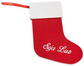 Porta Talher de Natal Bota Seja Luz Vermelho e Branco 20x14 Cm - D'Rossi