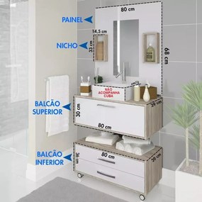 Conjunto Gabinete De Banheiro Com Balcão Painel Gabinete Nichos