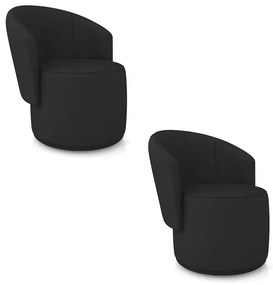 Poltrona Decorativa Orgânica Fixa para Sala Kit 2 Malu Sintético M11 - D'Rossi - Preto