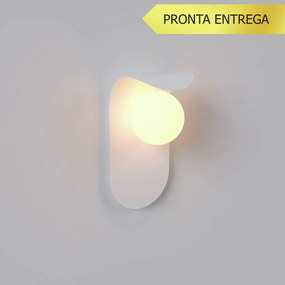 Arandela Wave 14X14X28Cm Aluminio E Globo Ø10Cm Rosca 01Xg9 - Qimporta... (BRANCO)
