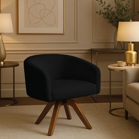 Poltrona Sala Base Giratória Madeira Arielle Bouclê Preto D03 - D'Rossi