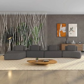 Sofá 4 Lugares Orgânico com Chaise e 3 Módulos Berlim Bouclê Grafite K01 - D'Rossi