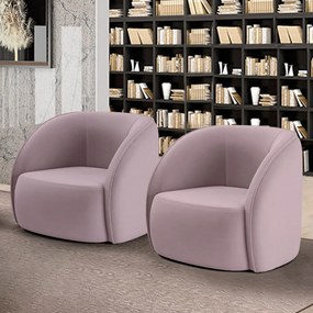 Kit 2 Poltronas Decorativas  Sala de Estar Clarke Veludo Rosê G45 - Gran Belo