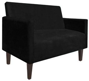 Namoradeira Jade 02 Lugares Suede Preto Pés Chanfrado Tabaco - D'Rossi