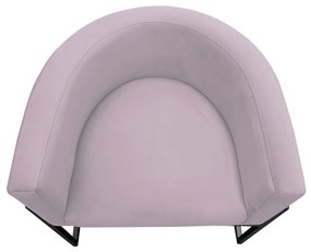 Poltrona Decorativa Base Metal Preta Luna Veludo Rosê - Sheep Estofados - Veludo Rosê