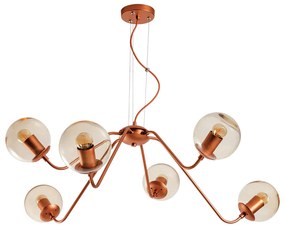 Pendente Carrossel Ø86X29Cm 6Xg9 / Metal E Globo Ø12Cm | Usina 16765/6 (TT-M Titânio Metálico, FOSCO)