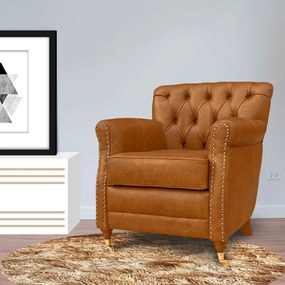 Kit 02 Poltronas Decorativas Sala de Estar Níger Pés Príncipe Couro Mel G58 - Gran Belo