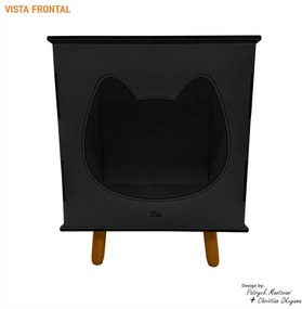Casinha Toca de Gato Cat Line B1000 Pés Palito Preto - Sheep Estofados - Preto