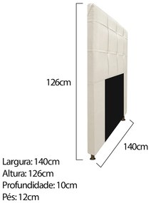 Kit Cabeceira e Calçadeira Baú Estofada Mel 140 cm Casal Com Capitonê Corano Bege - ADJ Decor