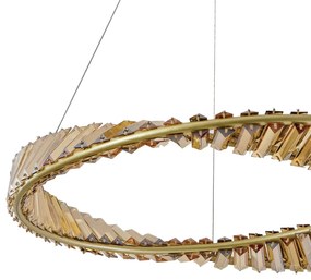 Pendente Mandala Ø60X8Cm Led 60W 3000K Bivolt Alumínio Dourado Cristai...