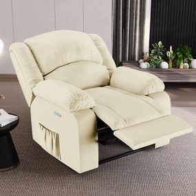 Poltrona do Papai Reclinável Sala de Cinema Madrid Elétrica Touch USB PU Bege G23 - Gran Belo