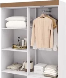 Guarda Roupa Solteiro 103cm Com Espelho Mayra Flex Branco V02 - Mpozen