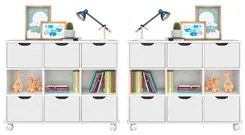 Kit 2 Nichos Organizadores com Rodízios Toys 6 Gavetas Q01 Branco - Mp