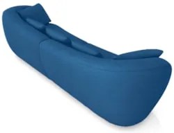 Sofá 4 Lugares 292cm Orgânico Pé Madeira Yume Veludo Azul Z55 - Mpozen