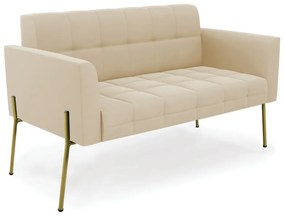 Sofá Namoradeira 2 Lugares Pé de Ferro Dourado Elisa Suede D03 - D'Rossi - Bege