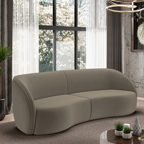 Sofá Decorativo Sala de Estar Bipartido 318cm Clarke Veludo Castor G45 - Gran Belo