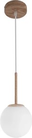 Pendente Vidro Metal Madeira Ball