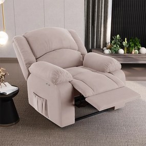 Poltrona do Papai Reclinável Sala de Cinema Madrid Power Touch Massagem USB Veludo Rosê G23