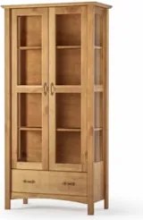 Cristaleira de Madeira 2 Portas e Gaveta Hazel Carvalho Z25 - Mpozenat