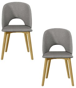 Kit 2 Cadeiras Decorativas Sala de Jantar Madeira Maciça Hadassa Linho Cinza/Freijó G13 - Gran Belo