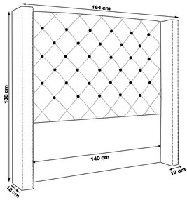 Cabeceira Decorativa Casal 1,64M Loewe Veludo Prata G63 - Gran Belo