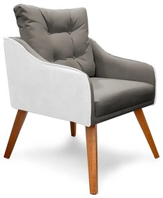Poltrona Decorativa Delta Pés Palito Corano Branco / Veludo Castor - Sheep Estofados - Veludo Castor