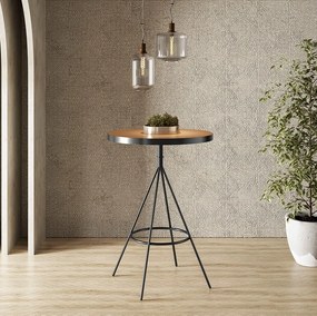 Mesa Bistrô Alta Redonda Cozinha Industrial Pé Aço Dhalia PU S02 - D'Rossi - Caramelo