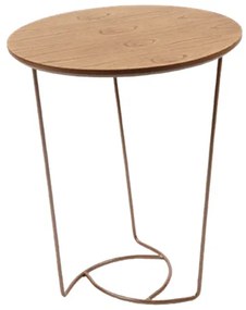 Mesa Apoio Lótus Tampo Amêndoa Estrutura Ferro Cobre 50cm - 69865 Sun House