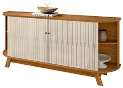Balcão Buffet Mônica 183cm e Cristaleira Melina M01 Naturale/Off White