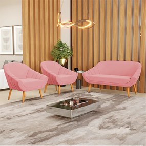 Kit 01 Namoradeira 02 Lugares e 02 Poltronas Giovana Suede Pés Palito Castanho D03 - D'Rossi 



 - Rose