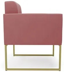 Sofá Namoradeira e 1 Poltrona Base Industrial Dourado Ana Suede Rosê -