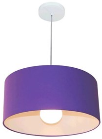 Lustre Pendente Cilíndrico 4052 Cúpula em Tecido 50x21cm Roxo - Bivolt