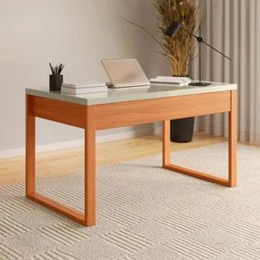 Mesa para Escritório em MDF Off White Freijó 135x68 cm Dalla Costa