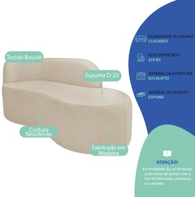 Divã Recamier Orgânico Tokyo 160cm Lado Direito Bouclé - ADJ Decor