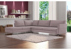 Sofá de Canto Chaise Esquerdo 287 cm Olívia Suede Rosê G52 - Gran Belo