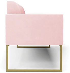 Sofá Namoradeira Base Industrial Dourado Marisa Suede D03 - D'Rossi - Rosa Bebê