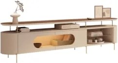 Rack TV 85 Pol 220cm 2 Portas Com LED Dalya Off/Castanho H01 - Mpozena
