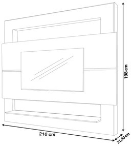 Painel Suspenso Forlán 2,10 cm para TV de até 75'' Off White/Carvaho G37 - Gran Belo