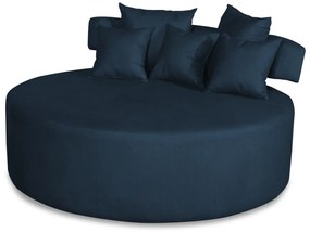 Sofá Chaise Eva Redondo 02 Lugares Suede Azul Marinho