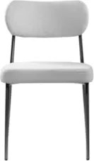 Cadeira Jantar Estofada Pé Metal Preto Lavy Boucle Cinza S08 - Mpozena